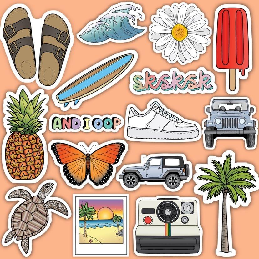 VSCO Aesthetic Multicolor 16 Sticker Pack – Big Moods